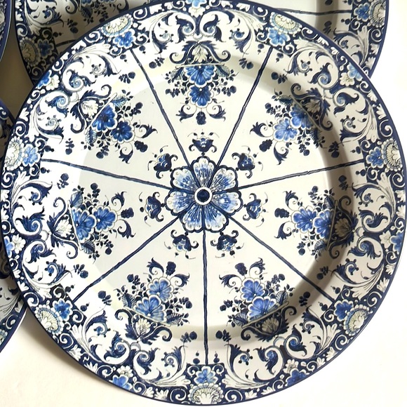 Set of 4 ©️ MMA 2007 French Blue & White Tin Plates - Picture 4 of 5